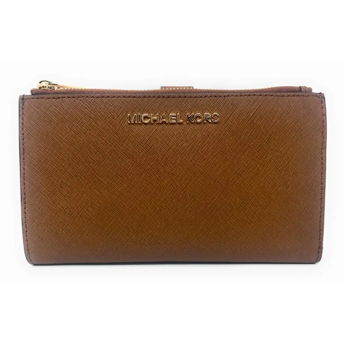 Michael Kors Jet Set Saffiano Leather Double Zip Wristlet - Luggage Brown