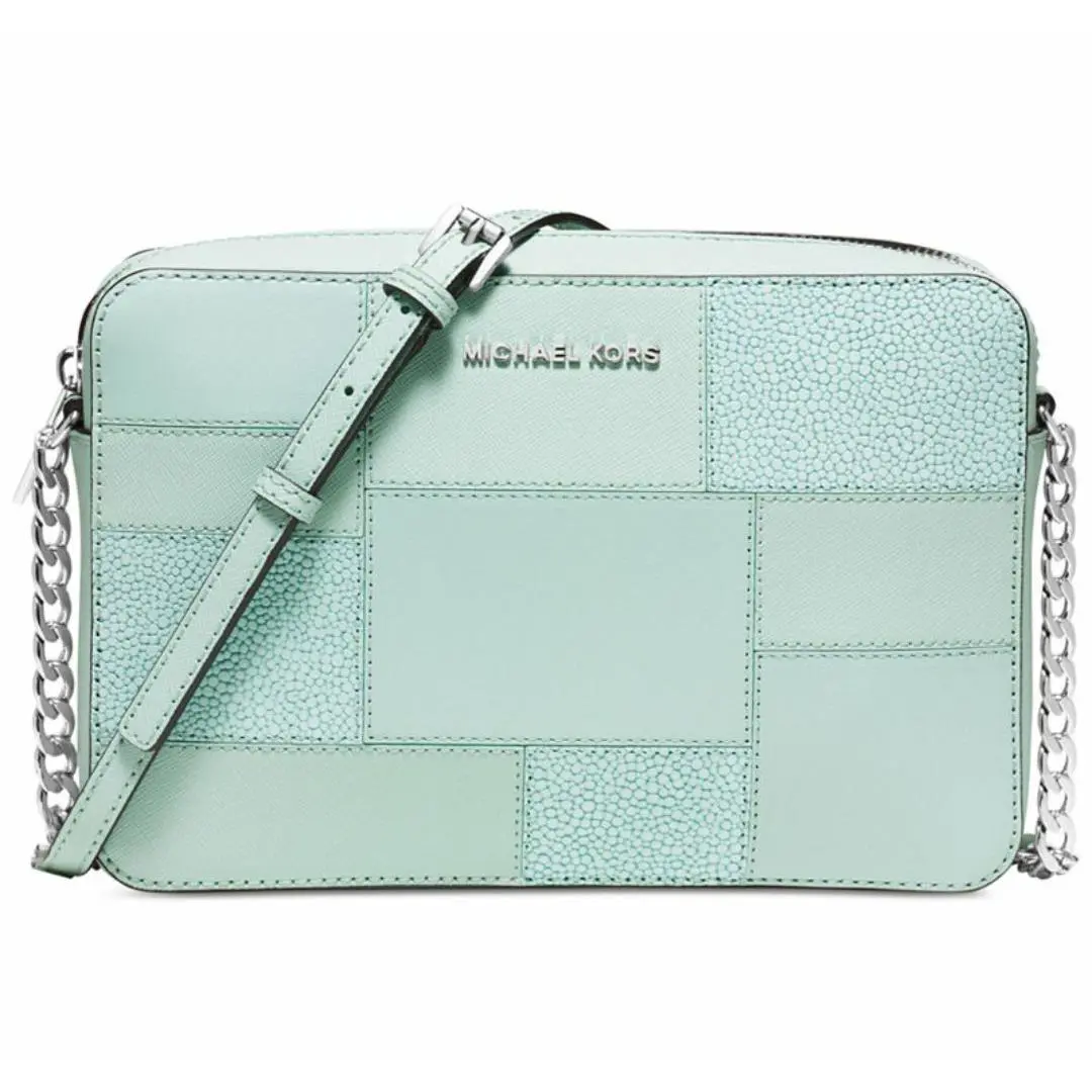 Michael Jet Set Travel East West LG Crossbody Celedon/silver