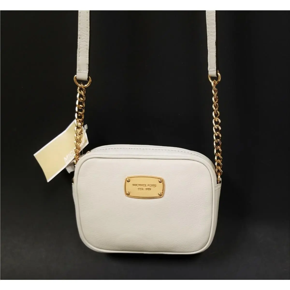 Michael Kors Hamilton Vanilla White Leather Rose Gold Small Crossbody Bag