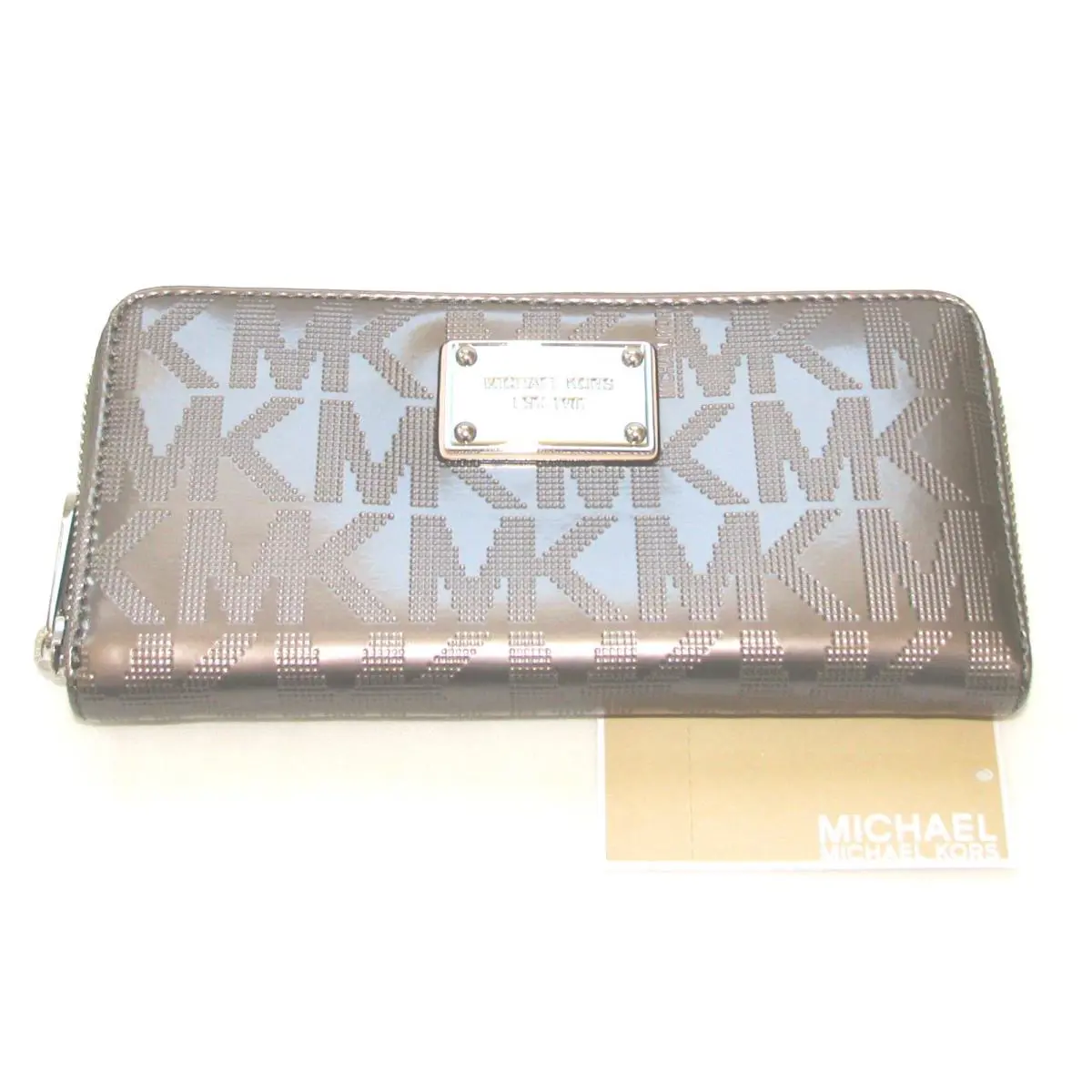 Michael Kors Item Light Grey Gray Leather+silver Zip-around Wallet Clutch