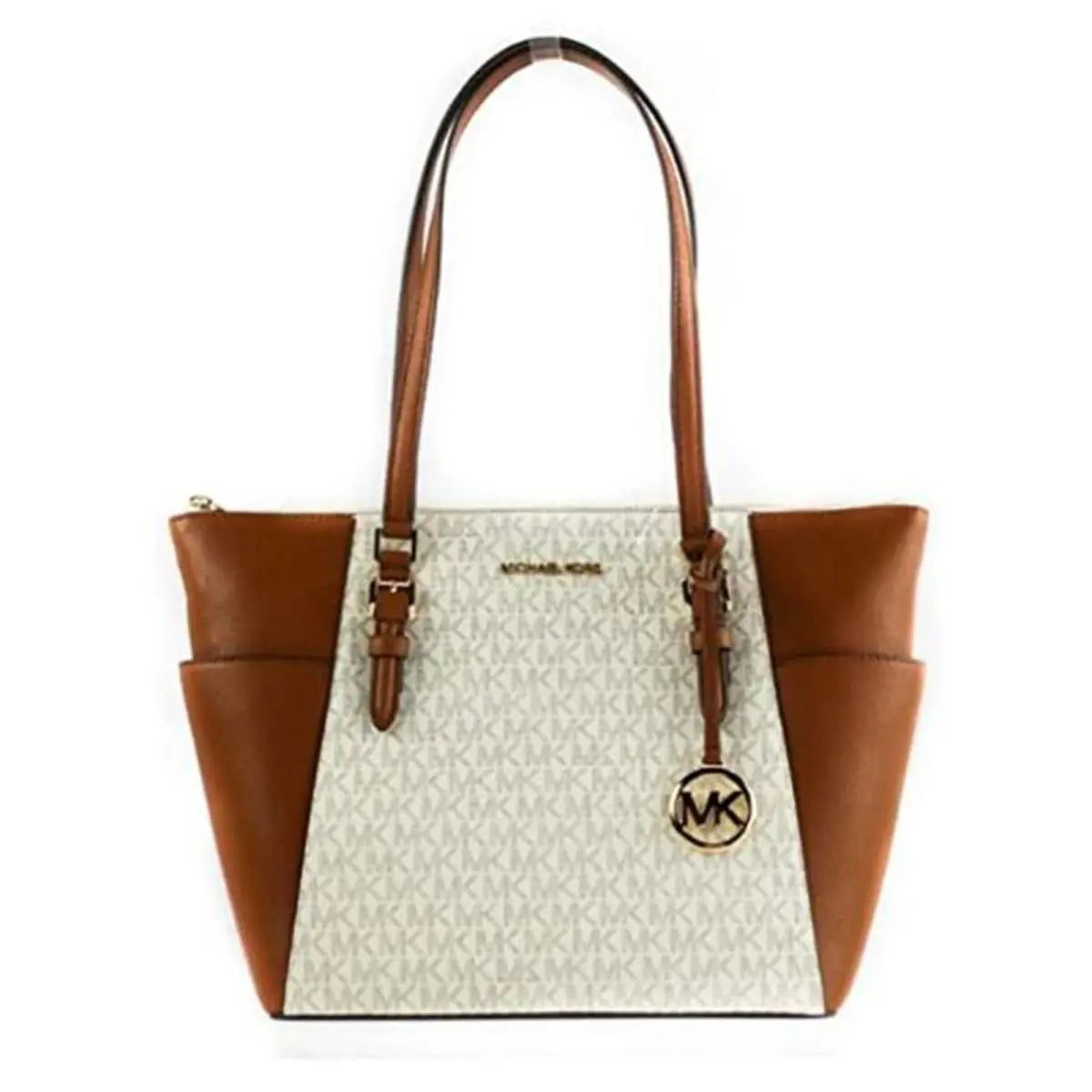 Michael Kors Charlotte Signature Large Top Zip Tote - Vanilla 35T0GCFT3B-149