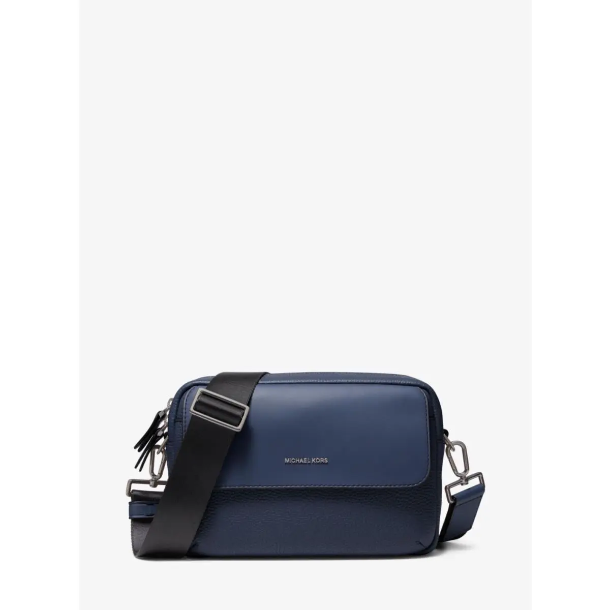 Michael Kors Hudson Dark Denim Pebbled Leather Utility Messenger Crossbody Bag