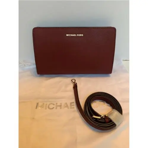 Kors Large Jet Set Travel Mulberry Leather Cross Body Bag