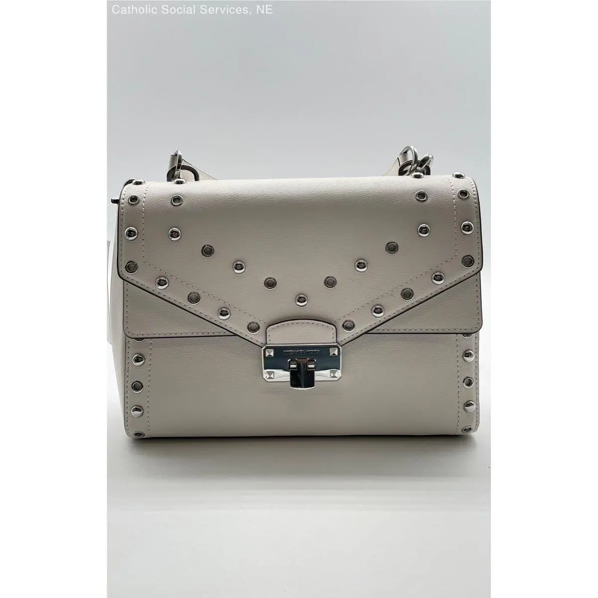 Optic White Satchel Handbags AC-1902 T19 - Size Medium by Michael Kors