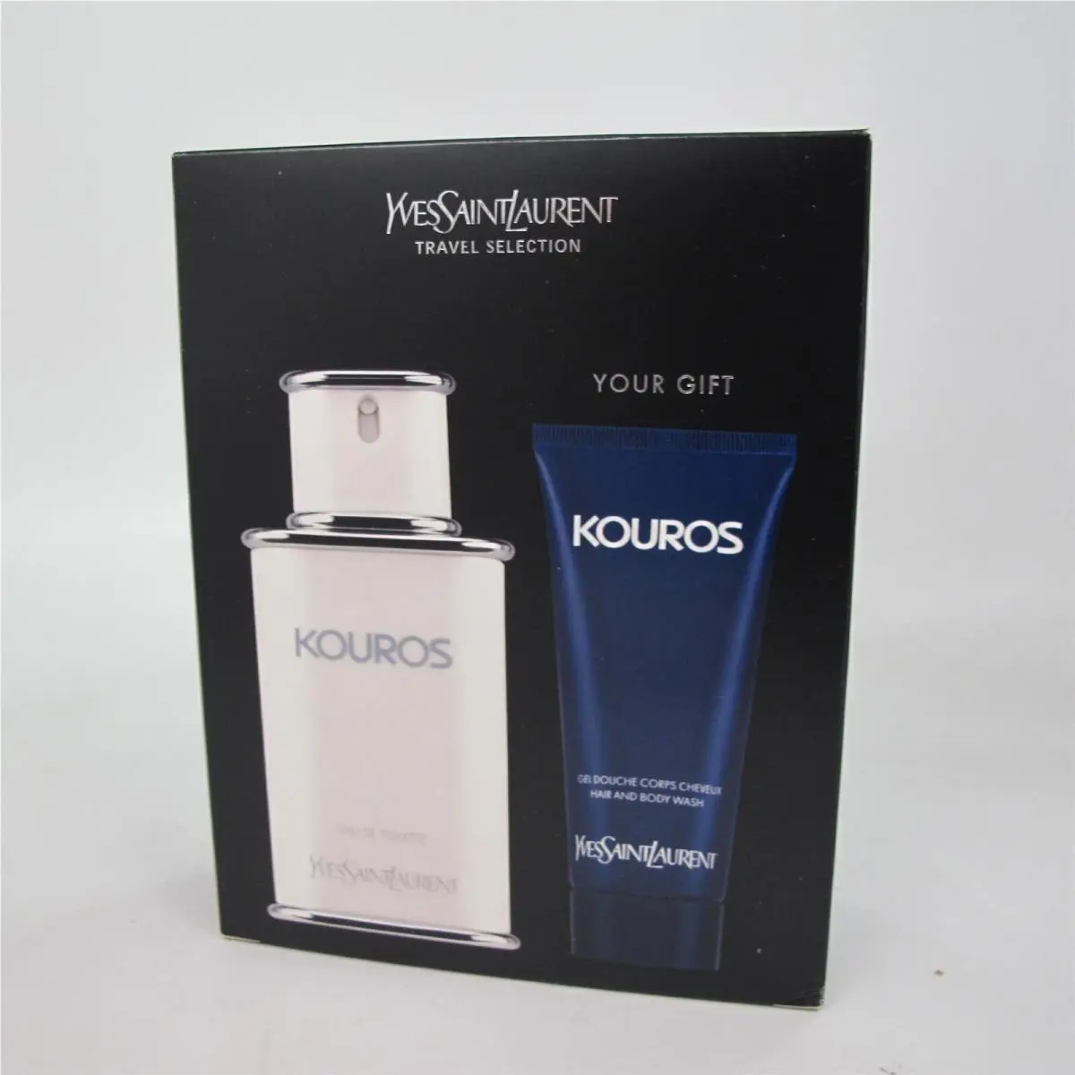 Kouros by Yves Saint Laurent 2 Pcs Set: 3.3 oz Edt Spray Shower Gel Vintage
