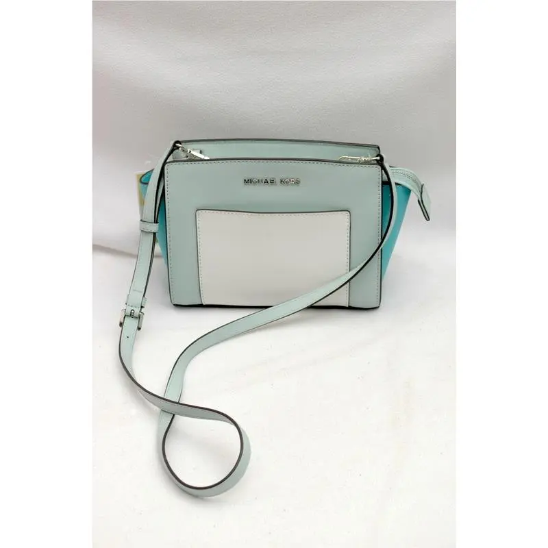 Michael Kors Selma Pocket Saffiano Leather Medium Messenger Crossbody Azur