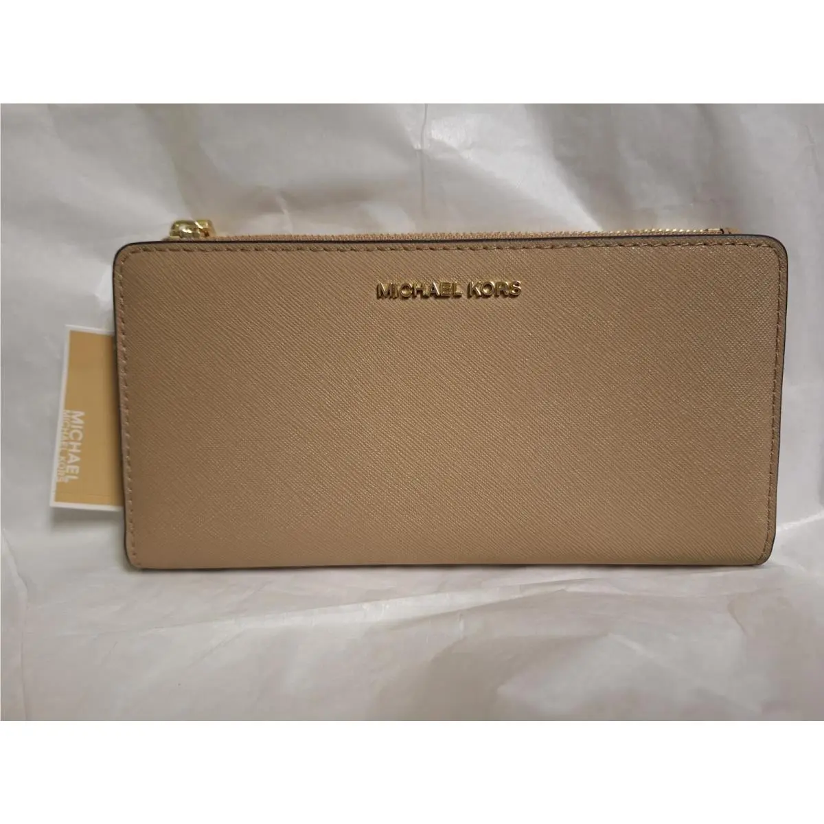 Michael Kors Leather Empire Large Slim Snap Wallet Camel