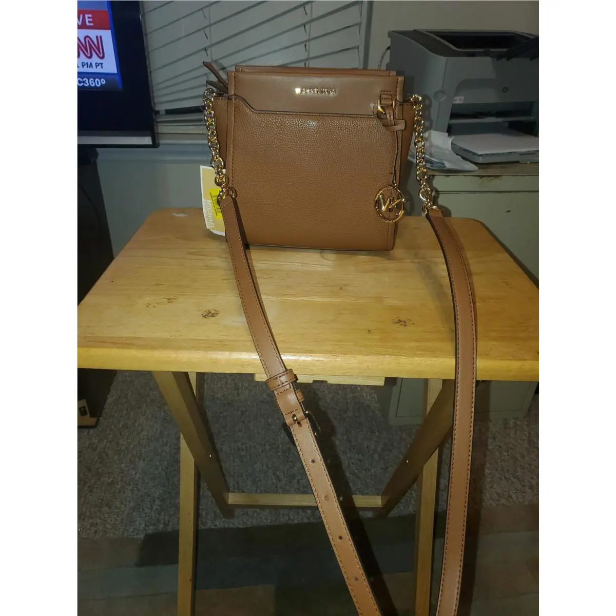 Michael Kors Graham Small North South Leather Messenger Luggage Acorn