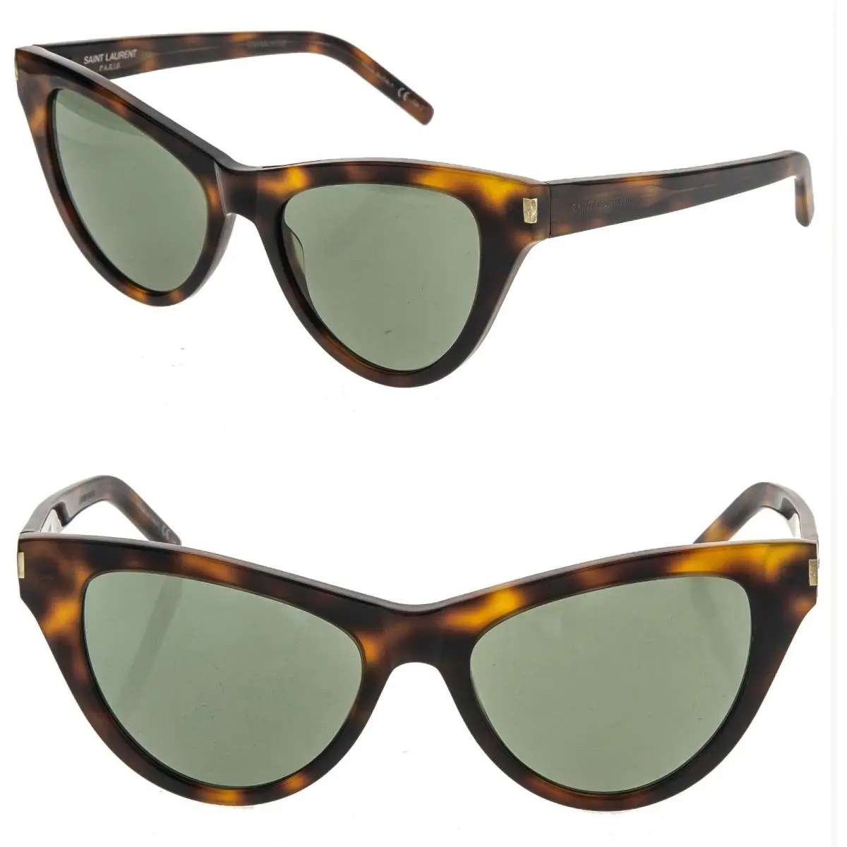 Saint Laurent 425 Ysl SL425 003 Brown Havana Green Cat Eye Classic Sunglasses