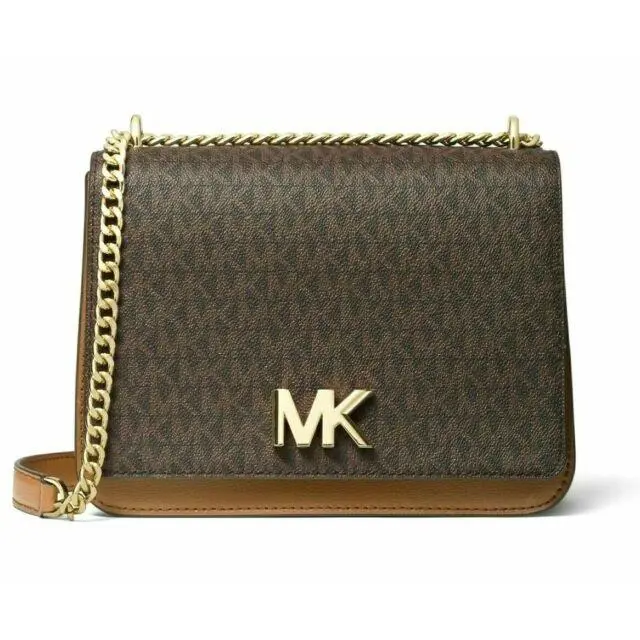 Michael Kors Mott Luggage Leather/brown Signature Flap Shoulder/crossbody Bag