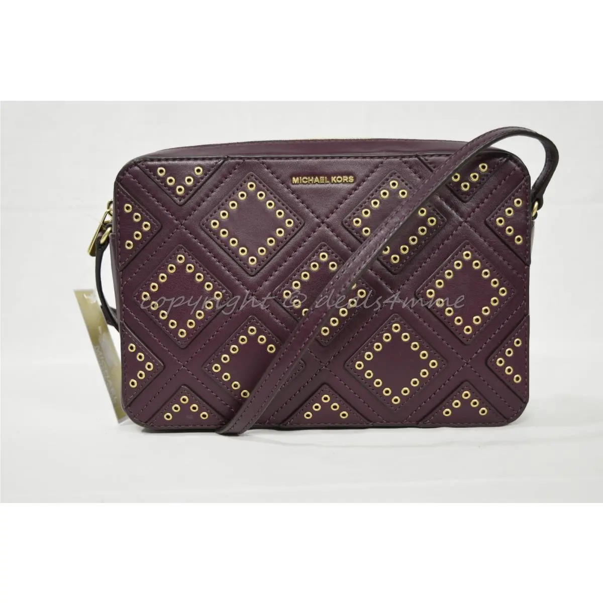 Michael Kors Diamond Grommet Jetset Travel Large East West Leather Crossbody Bag