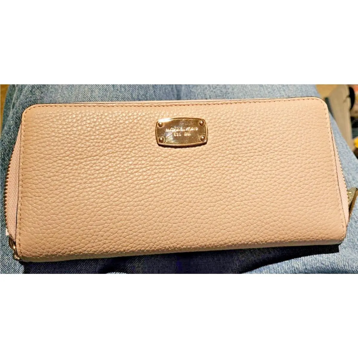 Michael Kors Jet Set Travel Continental Zip Leather Wallet Wristlet Ballet