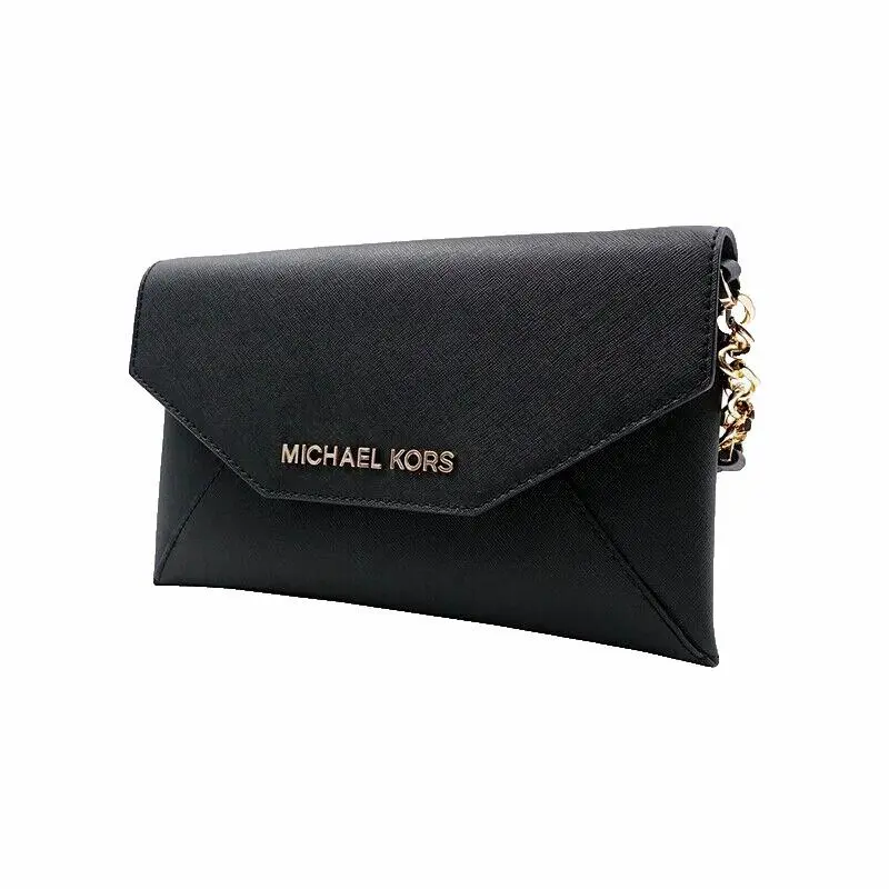 Jet Set Saffiano Leather Black Envelope Clutch Crossbody by Michael Kors