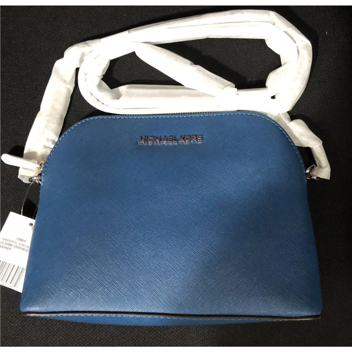Michael Kors Cindy LG Leather Dome Crossbody 32H4SCPC 7L Steel Blue