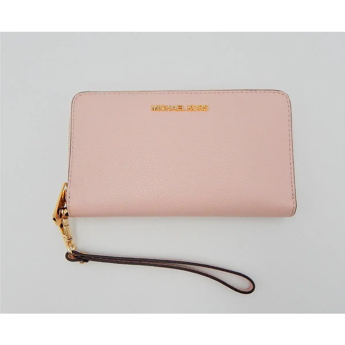 Michael Kors Jet Set Travel Lg Flat MF Phone Case Wristlet Wallet Powder Blush