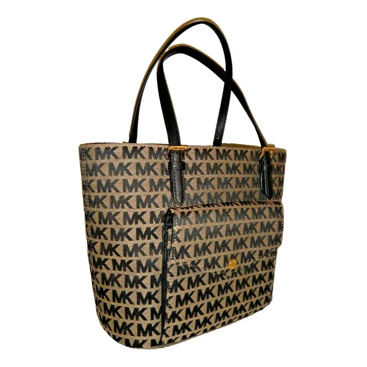 Michael Kors Jet Set MK Signature Beige Jacquard MD Pkt MF Tote Bag 38S9XTTT6J