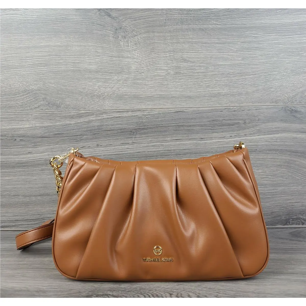 Michael Kors Clutch Small Convertible Hannah Handbag Luggage Brown