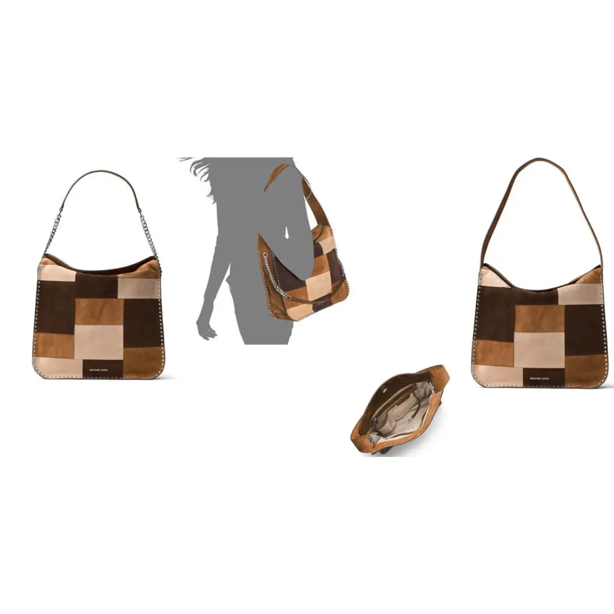 Michael Kors Hobo Bag Astor Patchwork Suede Large Patchwork Hobo Bag