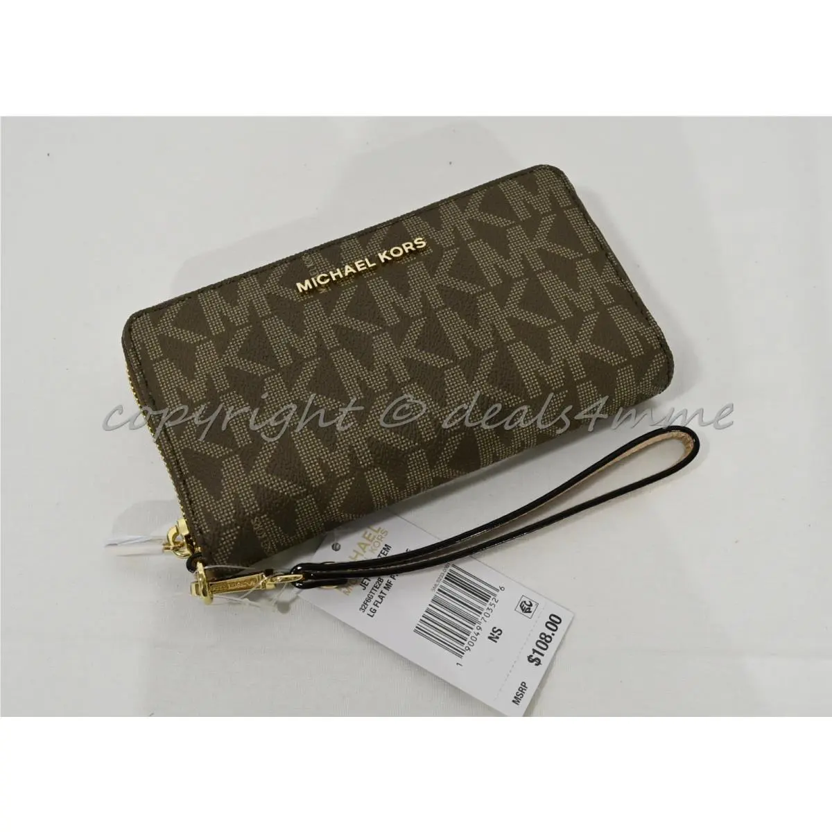Michael Kors Fulton Flat Multi-function Phone Case Wallet/wristlet Mocha Brown