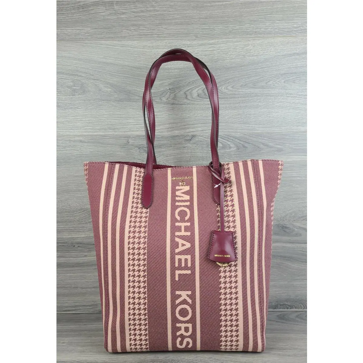 Michael Kors Tote Sinclair Large North South Shopper Handbag Dark Berry Red