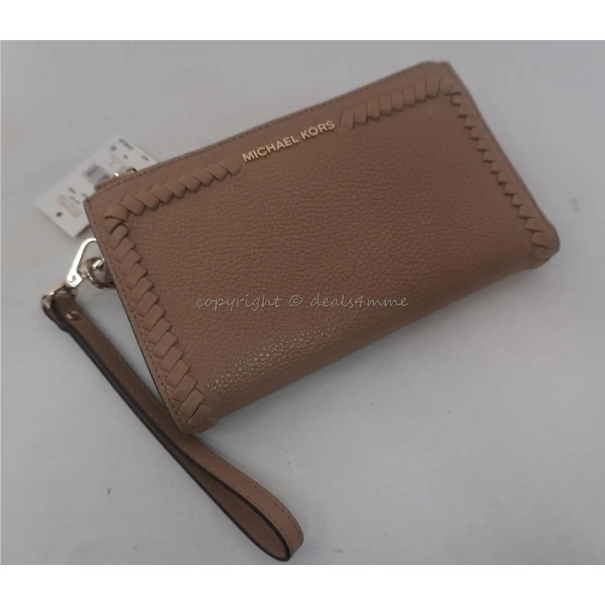 Michael Kors 32T2LJ6W4L Jet Set Double Zip Leather Wallet/wristlet in Camel