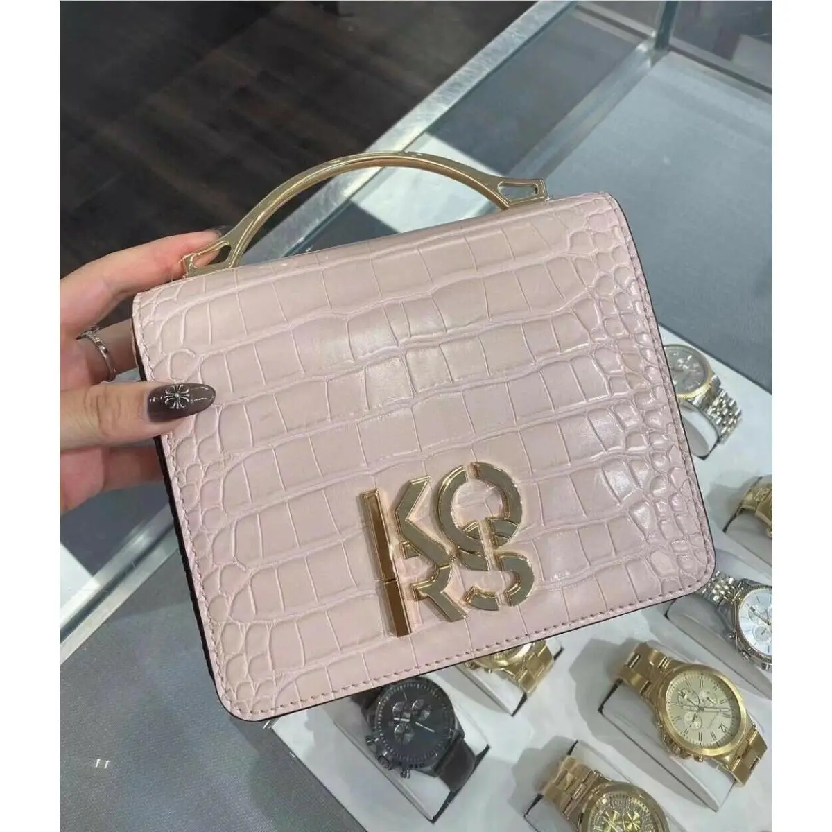 Michael Kors Small Embossed Convertible Crossbody Bag Powder Blush