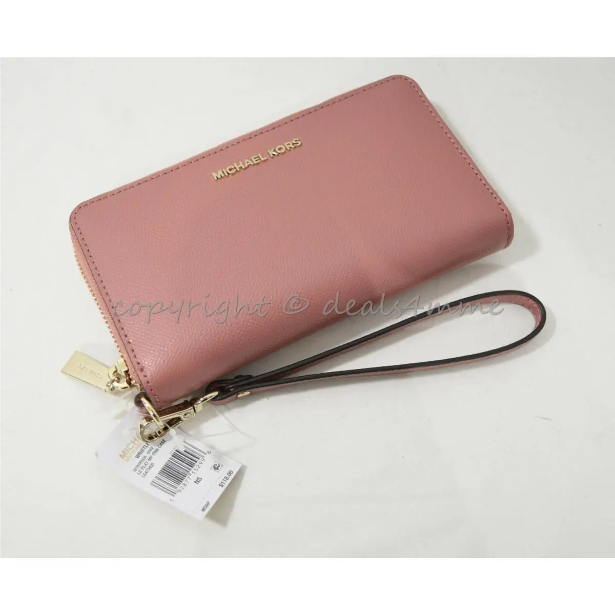 Michael Kors Large Multifunction Phone Case Crossgrain Leather Wallet/wristlet