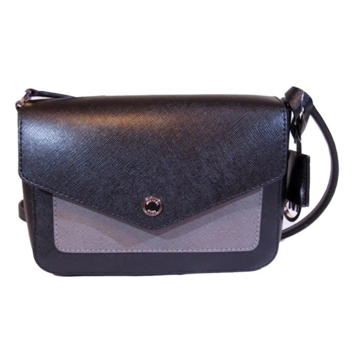 Michael Kors Greenwich Bi-color Small Flap Cross-body Black/steel Grey - Black/Steel Grey