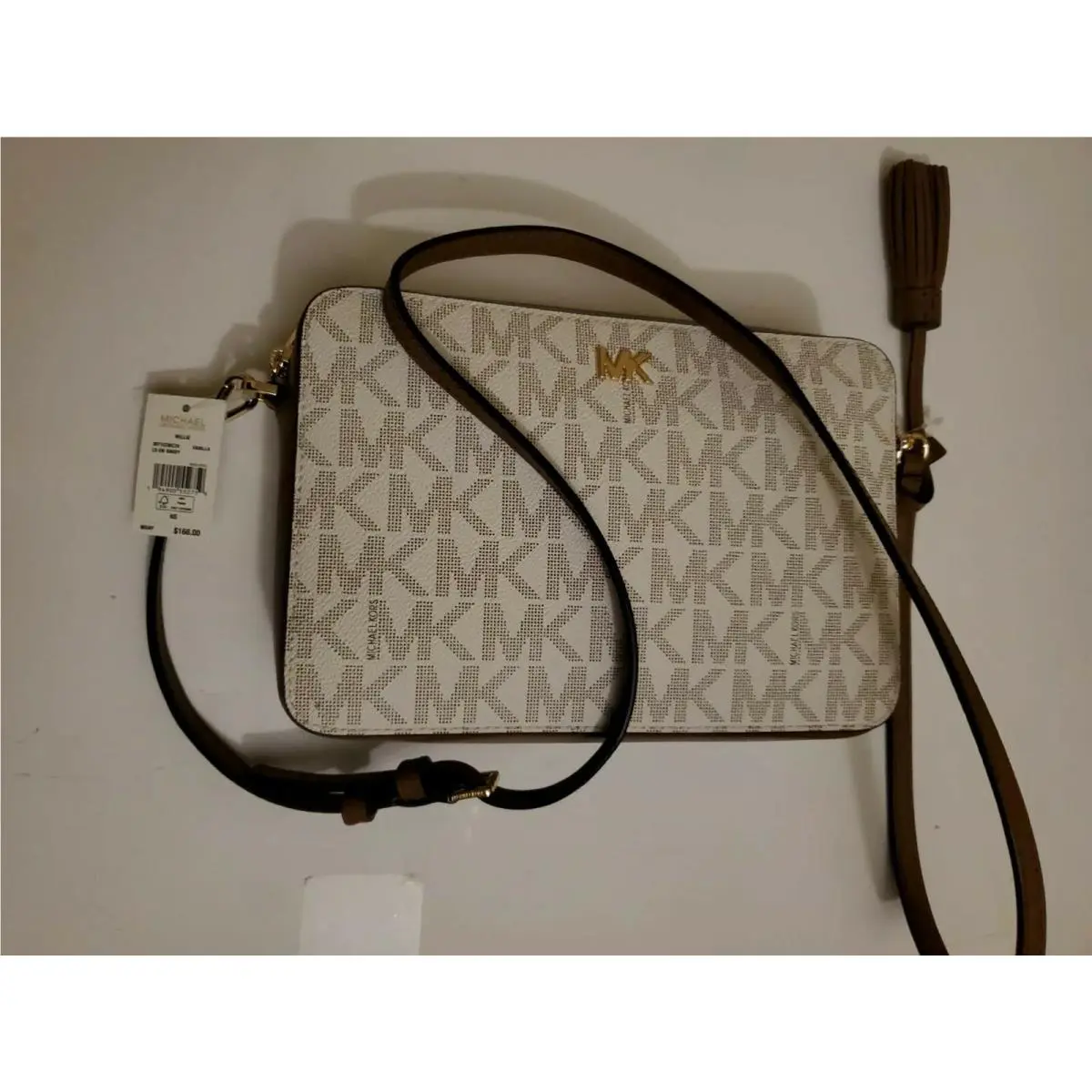 Michael Kors Jet Set MK Signature LG EW Cross-body Bag Vanilla 38TIC2WC3V