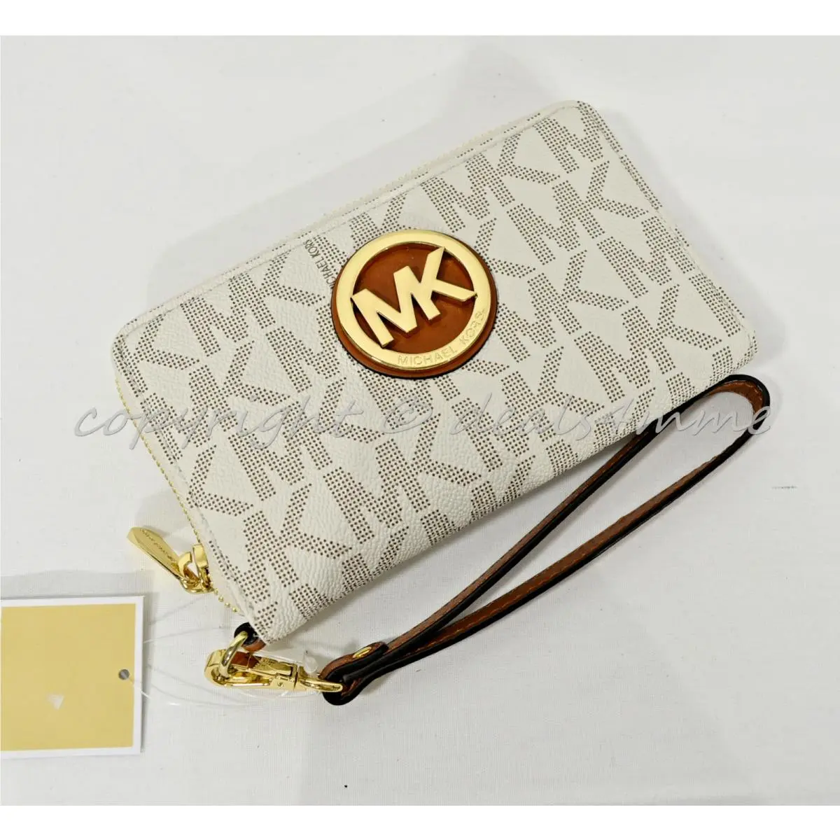 Michael Kors Fulton Large Flat Multi-function Phone Case Wallet/wristlet Vanilla