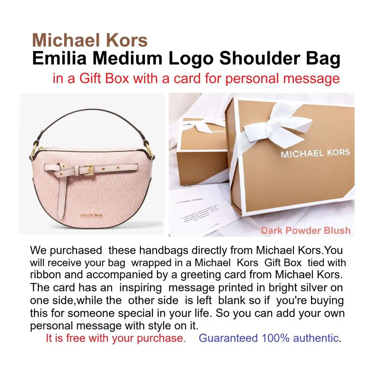 Kors Emilia Medium Logo Shoulder Bag Dark Powder Blush