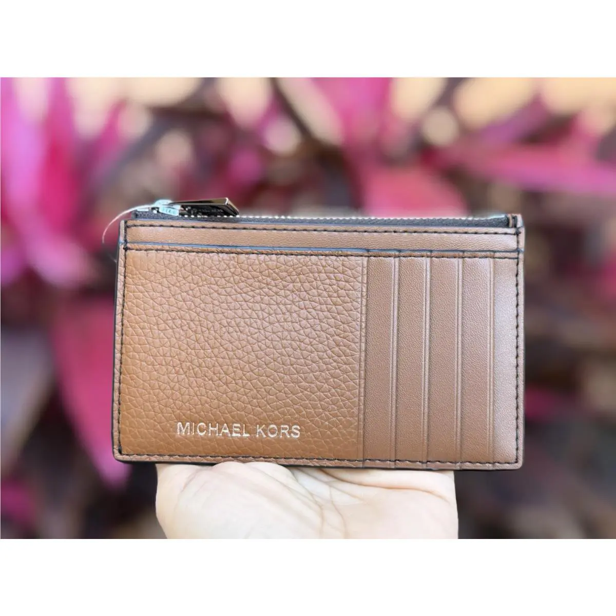 Michael Kors Jet Set Travel Cooper Card Case Leather Wallet Jungle Green