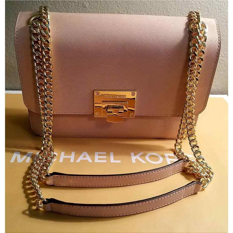 MK Michael Kors Tina Ballet Pink Medium Saffiano Leather Shoulder Flap Purse