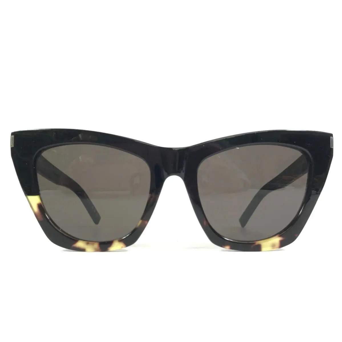 Saint Laurent Sunglasses SL214 Kate 010 Black Tortoise Frames with Gray Lenses - Frame: Multicolor, Lens: Gray