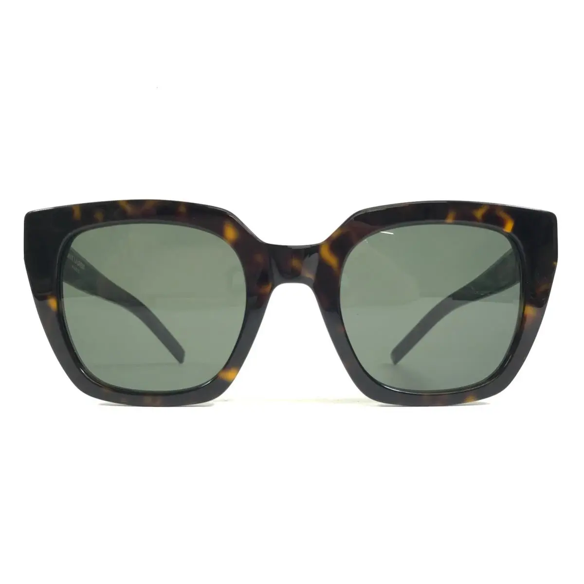 Saint Laurent Sunglasses SLM143 002 Dark Havana Cat Eye Frames with Green Lenses by Yves Saint Laurent