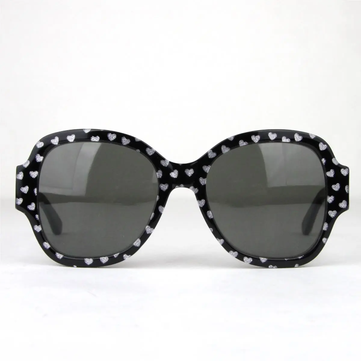 Saint Laurent Black with Silver Hearts Large Sunglasses SL133 447690 1088 by Yves Saint Laurent