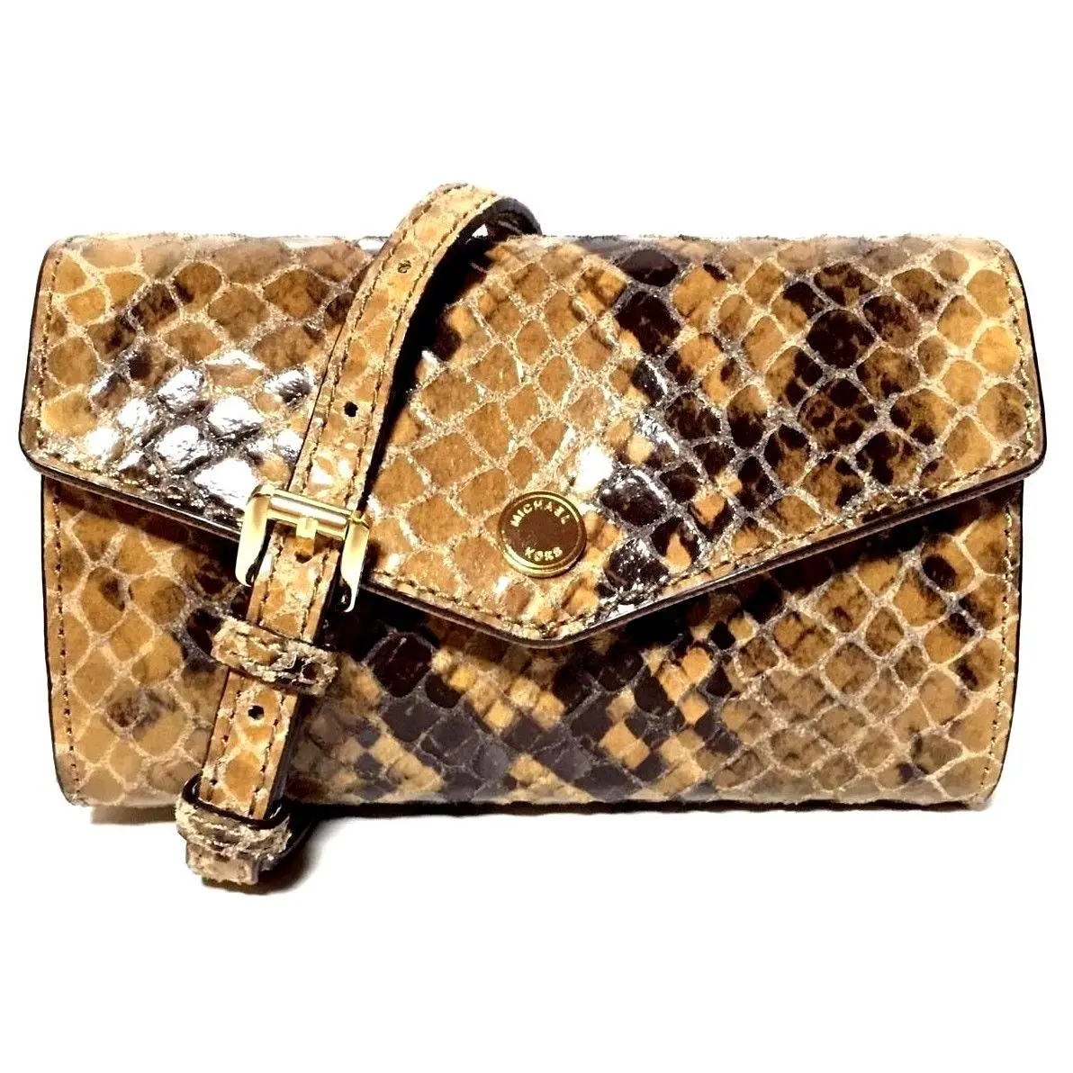 Michael Kors Electronics Python Embossed Leather Phone Case / Cross-body in Sand
