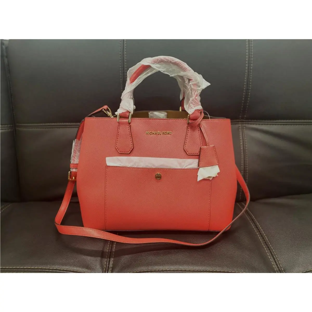 Kors Greenwich Large Tote in Watermelon/luggage by Michael Kors