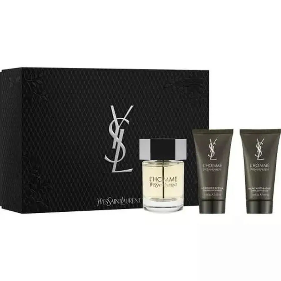 Yves Saint Laurent Ysl L`homme 3PC Gift Set - 3.4OZ Edt + 1.7OZ Shower Gel + 1.7OZ Aftershave Balm