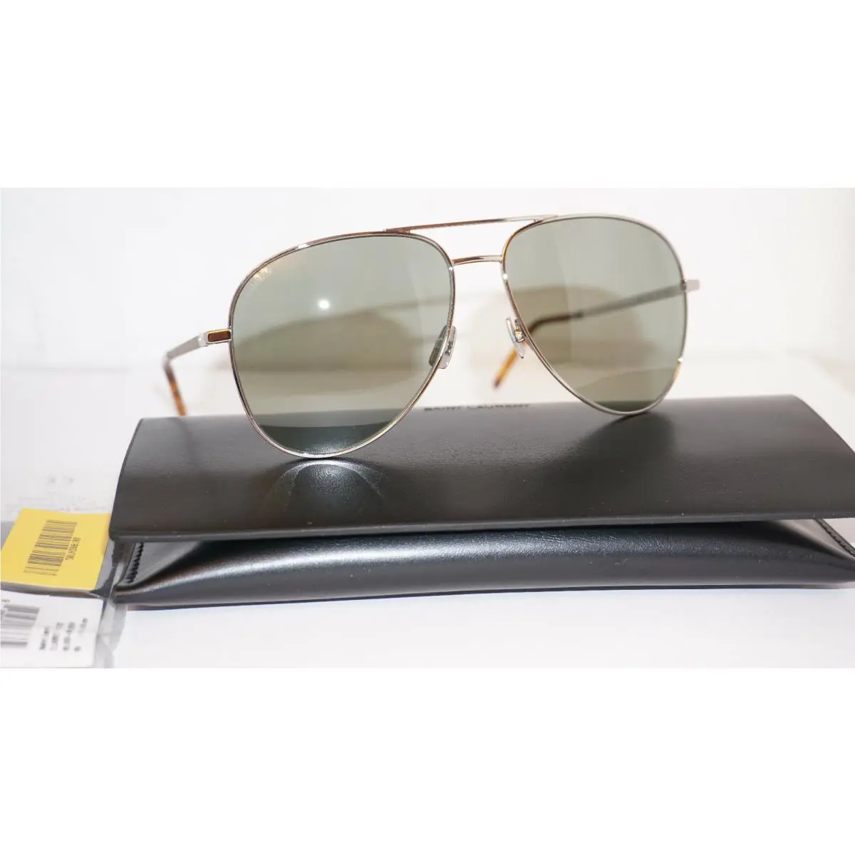 Saint Laurent Sunglasses Aviator Folk Classic11 Silver Green 002 59 14 145 by Yves Saint Laurent