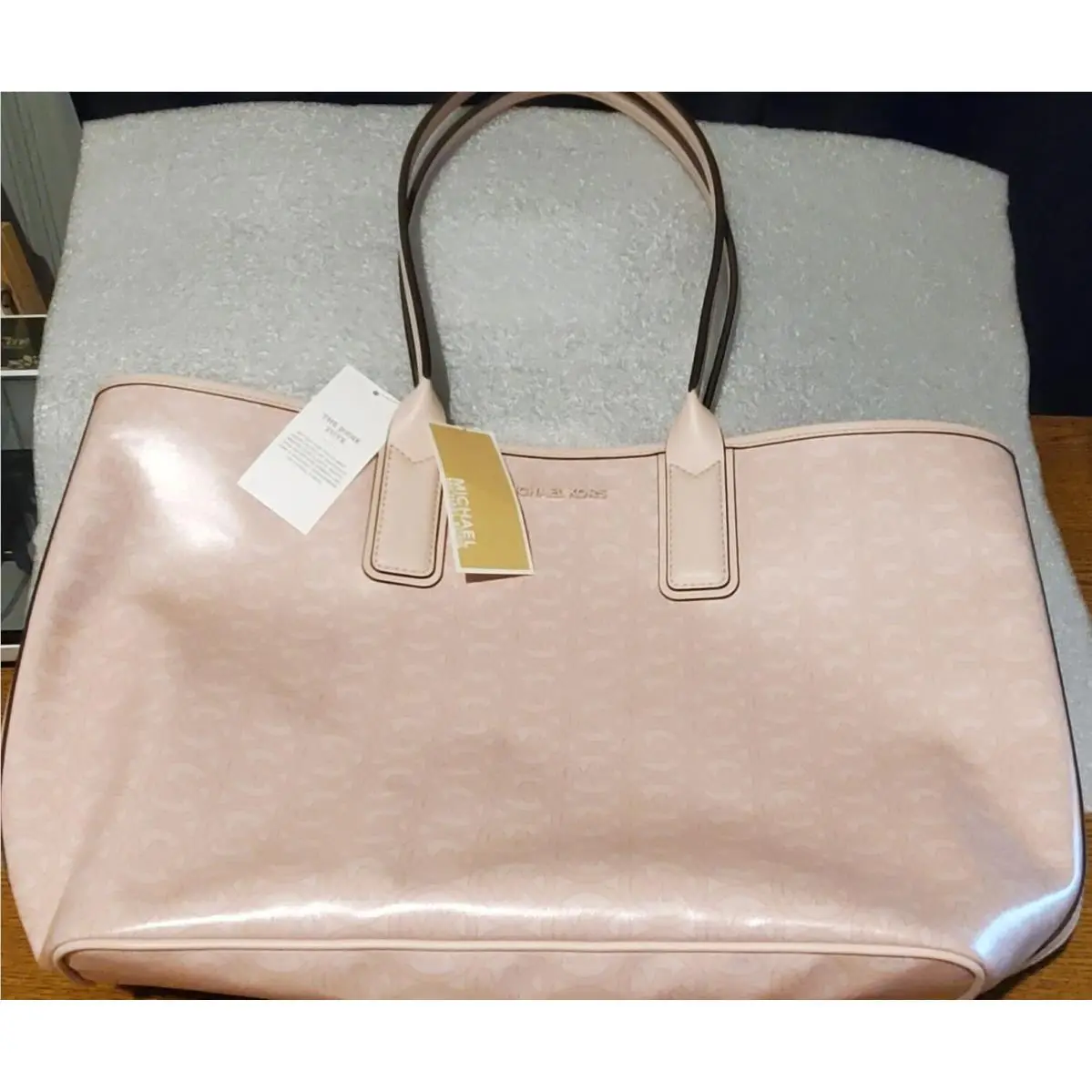 Jodie Large Logo MK Jacquard Carryall Tote Bag Pink by Michael Kors