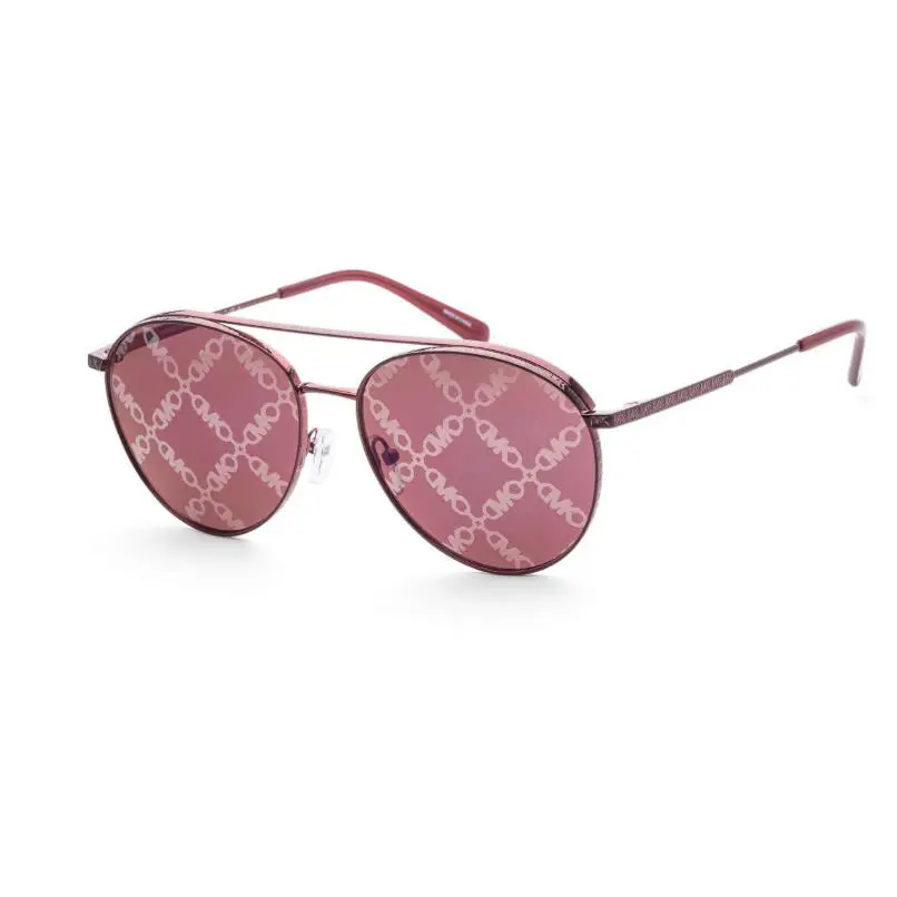 Michael Kors MK1138 1896GT Sunglasses Metallic Leather Brown Frame Blue