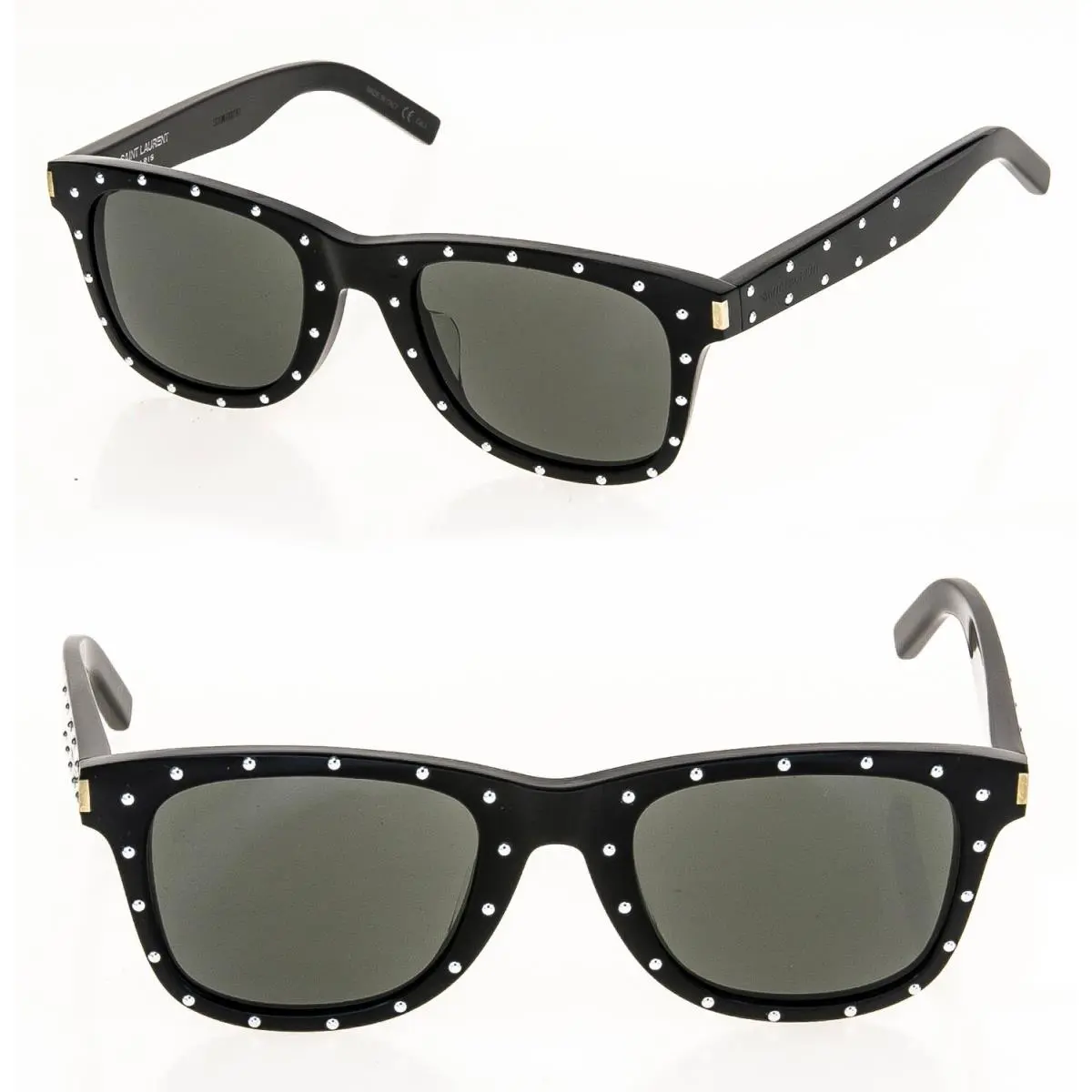 Saint Laurent Ysl SL51F 017 Black Metal Stud Classic Sunglasses Unisex 51 SL51