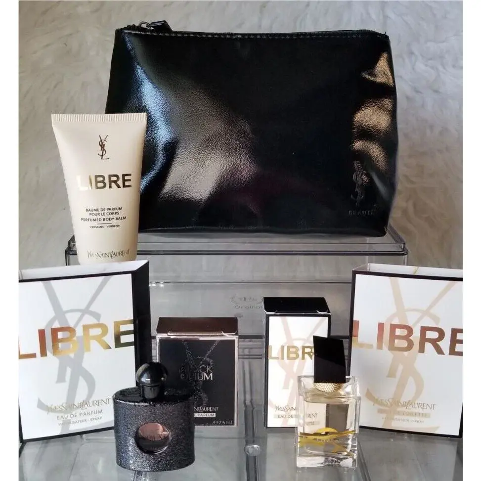 Ysl  Libre Black Opium Mini Body Balm Travel Spray Pouch 6pcs by Yves Saint Laurent