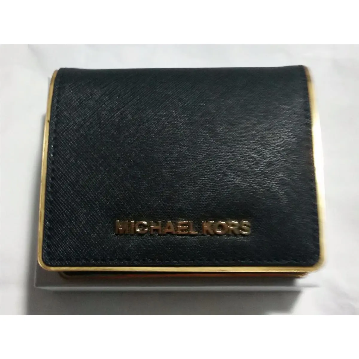 Michael Kors Specchio Jetset Flap Card Holder Leather Black