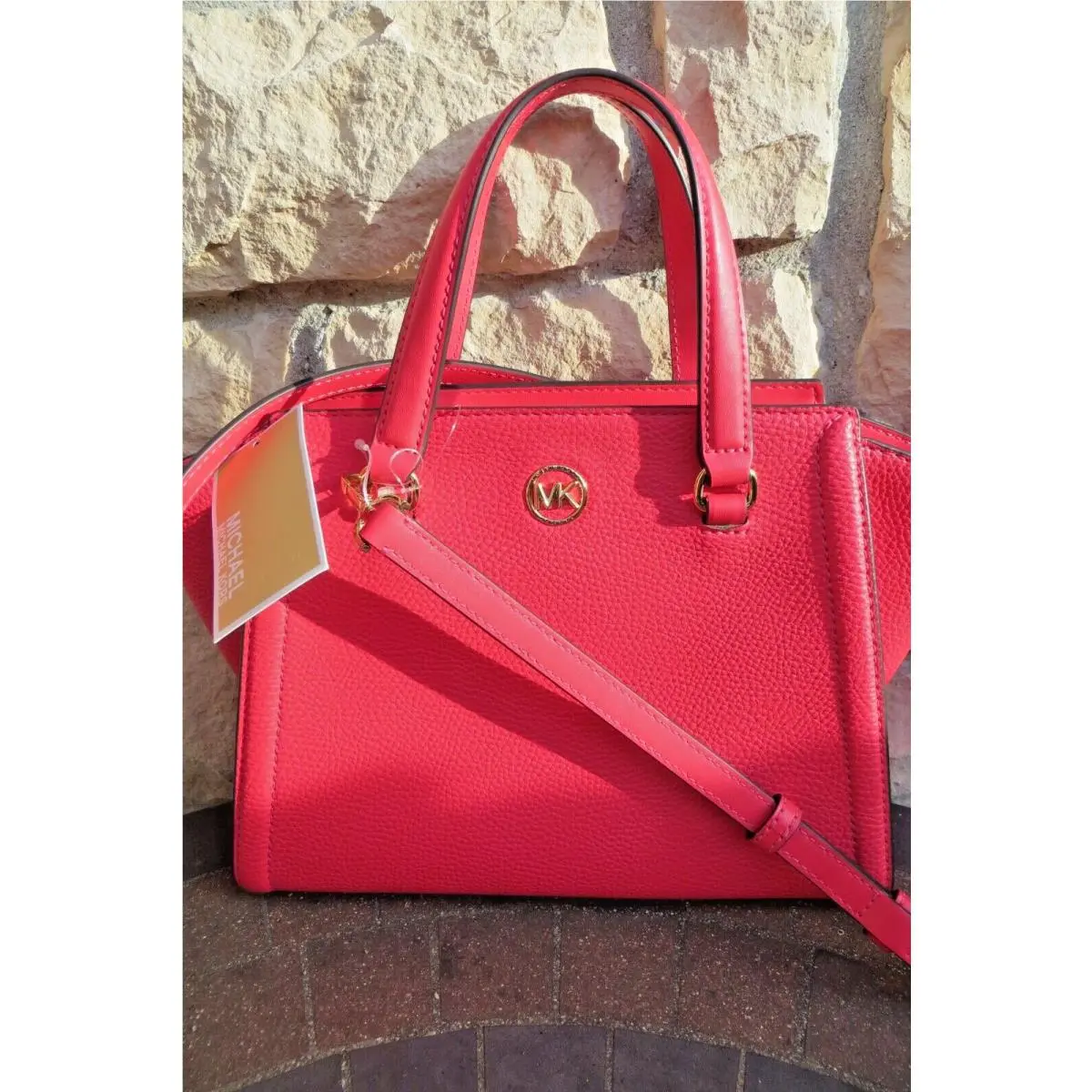 Michael Kors Women`s Freya Small Leather Satchel/xbody Deep Pink
