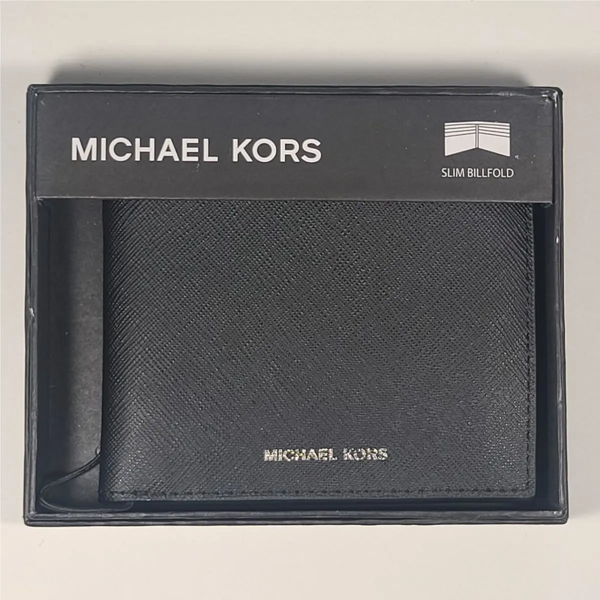 Michael Kors Men`s Andy Bifold Black Canvas Slim Billfold Wallet 86F2SANF5V