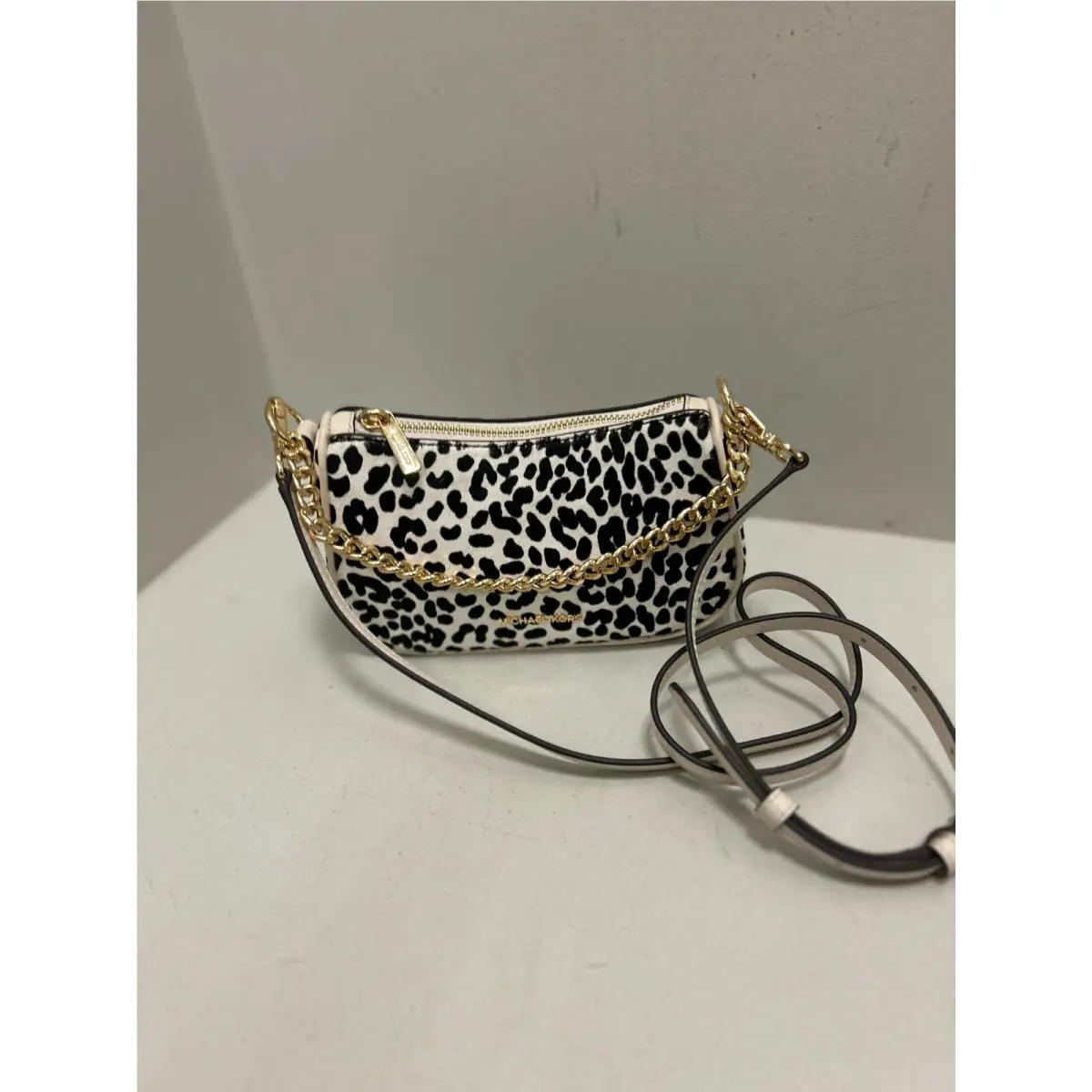 Michael Kors Carmela Handbag Leather Purse Crossbody Bag - Lt Cream Multi Small