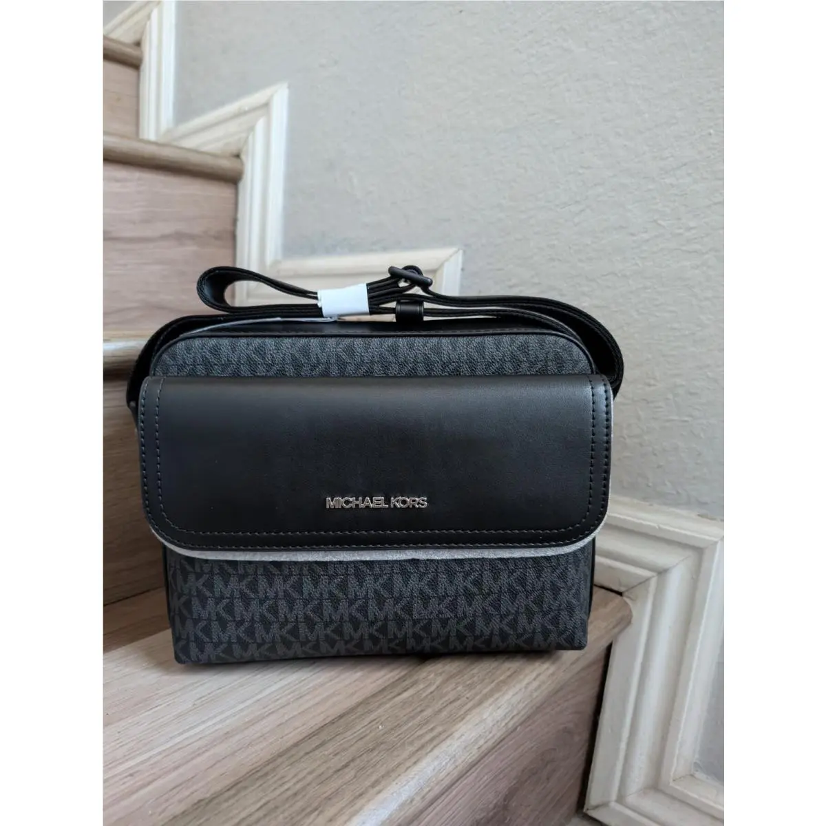 Cooper Medium Signature Logo Camera Bag In Black by Michael Kors