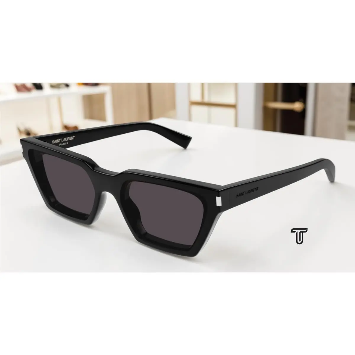 Saint Laurent SL 633 Calista 001 Cat Eye Acetate Black 57 mm Women`s Sunglasses by Yves Saint Laurent